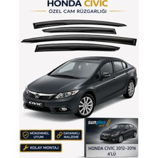Sunplex Honda Civic 2012-2016 Uyumlu Sport Cam Rüzgarlığı Takım 4 Lü Takım Rüzgar Kesici Yağmur Önleyici