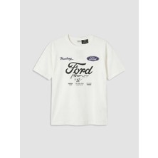 Lc Waikiki Yeni Sezon Bisiklet Yaka Ford Baskılı Erkek Çocuk Tişört