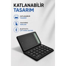 CoverZone Katlanabilir Bluetooth Sayısal Tuş Takımı Touchpad ve Hesap Makinesi Özellikli Kablosuz Numeric Keypad Bt1 Bt2 Çift Cihaz Bağlantılı USB C Şarjlı 140MAH | ZR1274