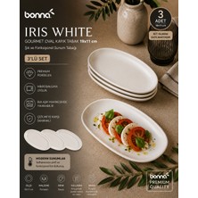 Bonnami Bonna Iris White Gourmet Oval Kayık Tabak 19X11 cm - Şık ve Fonksiyonel Sunum Tabağı