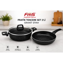 Fms PRATİK SİYAH 2'Lİ GRANİT SET | YANMAZ YAPIŞMAZ YÜZEY | 26 CM |