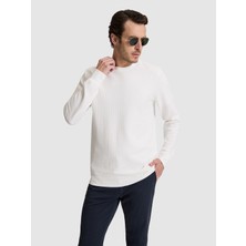 Cacharel Beyaz Regular Fit Pamuk Karışımlı Bisiklet Yaka Sweatshirt 50320606 VR013