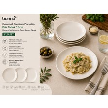 Bonnami Bonna Gourmet Premium Porselen Düz Tabak 19 cm - Modern Şık Yemek ve Pasta Sunum Tabağı