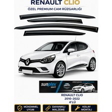 Sunplex Renault Clio 2010-2022 Uyumlu Cam Rüzgarlığı Takım 4 Lü Takım Rüzgar Kesici Yağmur Önleyici