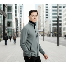 Maruf Shop Büyük Beden Fermuarlı Polar Sweatshirt Gri