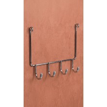 Ntc Metal  Lüx Termoplastik Kaplama 4 Kancalı Banyo Köşe Rafı Duş Askısı Şampuanlık Altı Lif Kese Askılık Aparat 20X18 Krom