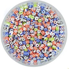 Madeforyou 25 Gram- 5 mm Karışık Çizgili Desen Cam Kum Boncuk, Takı Yapım Boncuğu (25 Gram ~ 125 Adet)