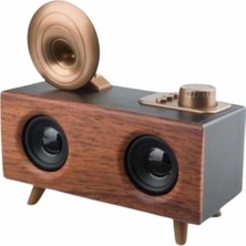 Bezos Mey Ithalat® Bluetooth Nostalji Speaker Radyo Gramofon Ahşap Renk Vintage