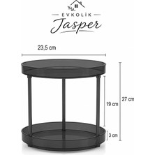 Jasper Antrasit 360 Derece Döner 2 Katlı Takı Makyaj-Mutfak Organizeri Çok Amaçlı Düzenleyici Kozmet
