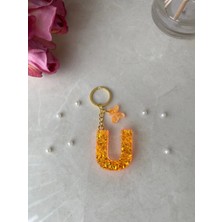 Bellinzona U Harf Vıp Oranj Turuncu Sim-Glitter Charm&anahtarlık [ponpon Seçeneğiyle]