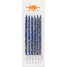 Efe Pastacılık Lacivert Gold Simli Uzun Pasta Mumu 17 cm
