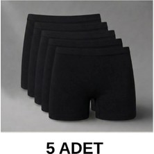 Rocmay 5'li Kadın Siyah Modal Boxer Rahat Esnek Dikişsiz Boxer Külot - 1008