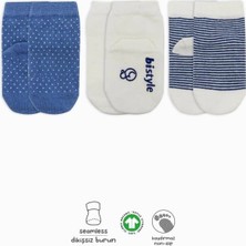Bezos Mey Ithalat®  Puanlı Kaymaz Penye Soket Çorap 3'lü BS10108 Indigo(Adet Fiyatıdır)