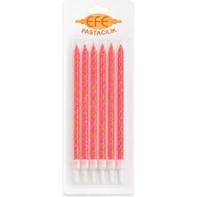Efe Pastacılık Pembe Gold Simli Uzun Pasta Mumu 17 cm