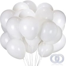 Bella Vista Parlak Metalik Helyum Balon Seti, 10 Adet Beyaz