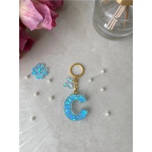 Bellinzona C Harf Vıp Turkuaz Sim-Glitter Charm&anahtarlık [ponpon Seçeneğiyle]