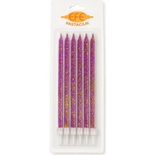 Efe Pastacılık Mor Gold Simli Uzun Pasta Mumu 17 cm
