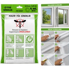 Hazır Tül Sineklik Tek Kanat 0,75 x 1,25 M 4 Metre Bantlı Pencere Kapı Sinekliği