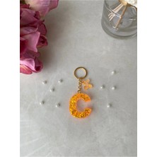 Bellinzona C Harf Vıp Oranj Turuncu Sim-Glitter Charm&anahtarlık [ponpon Seçeneğiyle]