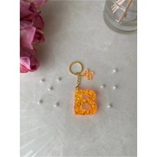 Bellinzona B Harf Vıp Oranj Turuncu Sim-Glitter Charm&anahtarlık [ponpon Seçeneğiyle]