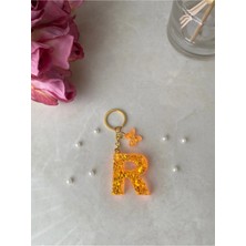 Bellinzona R Harf Vıp Oranj Turuncu Sim-Glitter Charm&anahtarlık [ponpon Seçeneğiyle]