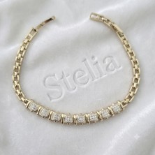 Stelia Xuping Model Zirkon Taşlı Altın Renk Kaplama Kadın Bileklik