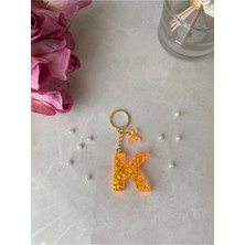 Bellinzona K Harf Vıp Oranj Turuncu Sim-Glitter Charm&anahtarlık [ponpon Seçeneğiyle]