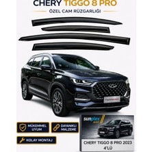 Sunplex Chery Tiggo 8 Pro 2023 Uyumlu Sport Cam Rüzgarlığı Takım 4 Lü Takım Rüzgar Kesici Yağmur Önleyici