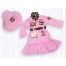 Mum Design Gifts Pembe Safari Elbise Kısa Kollu