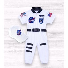 Mum Design Gifts Kişiye Özel Isimli Astronot Çocuk Tulumu ve Şapka Doğum Günü Kostüm Seti