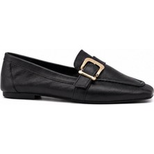 N Napa Shoe NP.19201-2.SİYAH Deri Babetnapa Shoe Kadın Siyah Tokalı Hakiki Deri Loafer Babet – Günlük & Klasik Ayakkabı