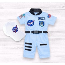 Mum Design Gifts Kişiye Özel Isimli Mavi Astronot Çocuk Tulumu ve Şapka Doğum Günü Kostüm Seti