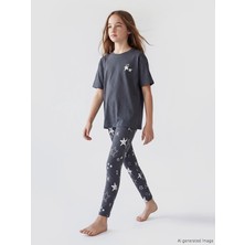 Lc Waikiki Yeni Sezon Bisiklet Yaka Desenli Kız Çocuk Pijama Takım