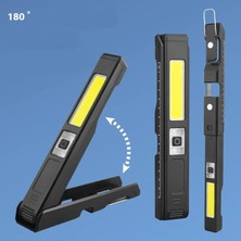 Gaman GP-299 Şarjlı Taşınabilir Cob LED Çalışma Lambası Mıknatıslı Katlanabilir 180° Döner USB Type-C El Feneri Cetvelli