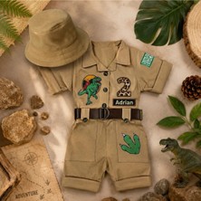 Mum Design Gifts Kişiye Özel Safari Dinozor Kostüm Seti - Erkek Çocuk Safari Kıyafeti