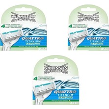 Wilkinson Sword Quattro Titanium Sensitive 4 Yedek Kartuş 3 Paket Uzun Ömürlü Kullanım ve Ergonomik Tasarım