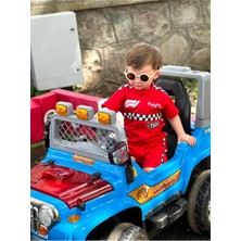 Mum Design Gifts Kişiye Özel İsimli Kırmızı Şortlu Yarışçı Kostümü Takımı - Çocuk Yarış Pilotu Seti - Doğum Günü