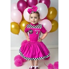 Mum Design Gifts Fuşya Kız Yarışçı Elbisesi