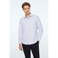 Morven  Erkek Lila Düz Slim Fit Sert Yaka Gömlek