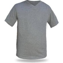 Bulut Yazlık V Yaka Kıs Kollu Penye Gri T-Shirt Xxl Beden - 3 Lü Paket