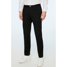 Morven  Erkek Siyah Rayon Trend Düz Slim Fit Pantolon