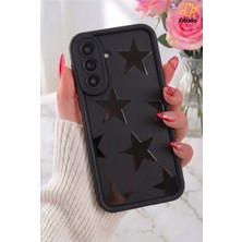 Fibaks Galaxy A37 Kılıf Siyah Yıldız Star Desenli Silikon Darbe Emici Klasik Silikon Kapak
