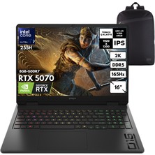 Hp Omen 16-AM0005NT Ultra 7-255H 64-Gbddr5 4 Tbssd RTX5070 (8gb-Gddr7) 16" 2k  Wuxga Windows 11 Home + Hmf Sırt Çantası BQ1Y6EAHMF34