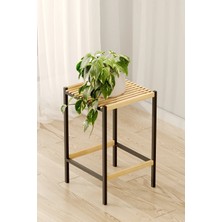 Bino Modern Metal Ayaklı Çiçeklik Ahşap Tablalı Saksı Standı 50-70-90 cm ve 3'lü Set Seçenekli Iskandinav