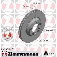 Zimmermann Fren Dıskı On Sag Porsche Cayenne 9ya 17> Panamera 971 16> 350 mm - 34 mm