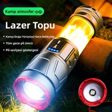 Gaman GP-285 Süper Parlak Beyaz Lazer LED Işığı Uzun Menzilli Şarj Edilebilir Şarj Göstergeli Kamp Çok Fonksiyonlu El Feneri