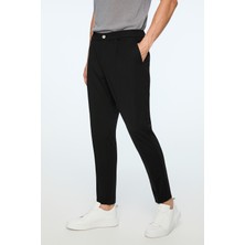 Morven  Erkek Siyah Rayon Trend Düz Slim Fit Pantolon