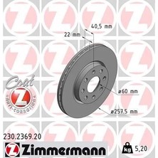 Zimmermann Ön Fren Aynası Corsa D 07> Corsa E 14> Adam 13> Fıat Punto Evo 09> Grande Punto 05> 257X22X4DL Hava Lı