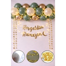 Empressco Ramazan Gold Yazı Ledli Zincir Balon Seti, Oda Süsleme, Bayram Keyfi