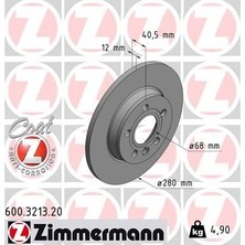 Zimmermann Arka Fren Aynası Transporter Iv 1.9td 2.4d 2.5 Tdi 05/96-04/03 280X12X5DL 986478871-DF4047